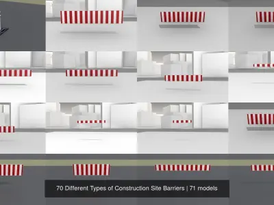70 Different Types of Construction Site Barriers 3D Model Pack