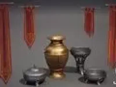 Medieval Furniture Props Low-poly 3D model