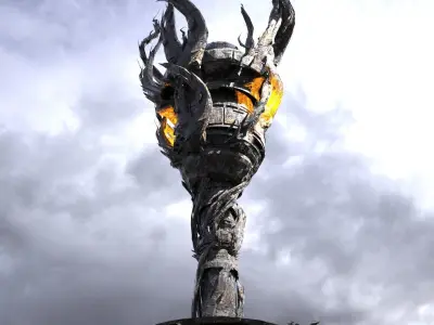 Dark Cthulhu Tree Watchtower  Low-poly 3D model