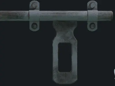 Old padlock door Low-poly 3D model