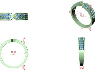 Diamond Modern Band Ring CAD Design for Luxury Jewelry 3D print model