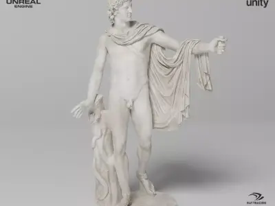Apollo Belvedere Sculpture VR AR Mobile-ready Game-ready Low-poly 3D model