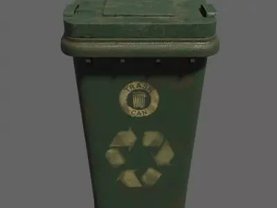 Old Plastic Trash Can 3D Model 3D model