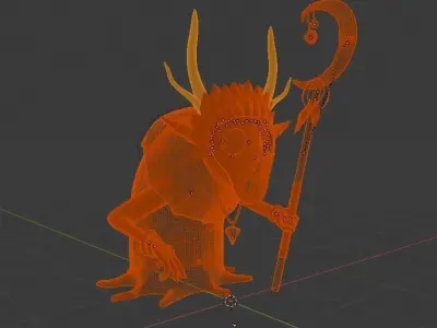 Shaman demon holding staff Free 3D model