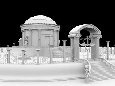 Cupid Love theme castle and temple- building Kitbash Low-poly 3D model