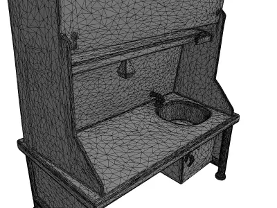 Stainless Steel Lab Sink Unit Low-poly 3D model