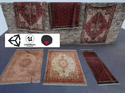persian Carpets Low poly PBR game ready Low-poly 3D model