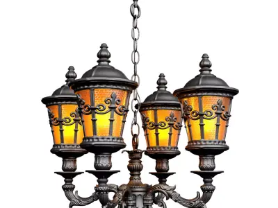 Streetlight Outdoor Hanging pendant lamp chandelier lantern lamp 3D model