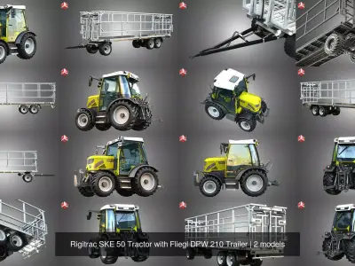 Rigitrac SKE 50 Tractor with Fliegl DPW 210 Trailer 3D Model Pack