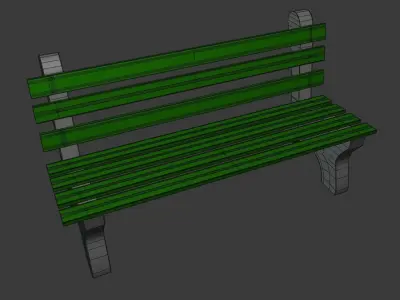 Worn wooden bench Low-poly 3D model
