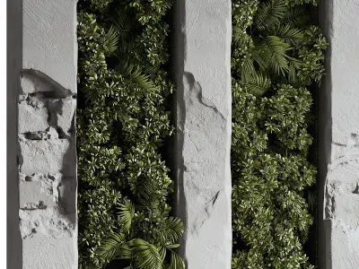 Wall with plant 08 3D model