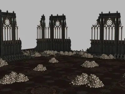 Shrine of the Aquila Ruin Backdrop Set Low-poly 3D model