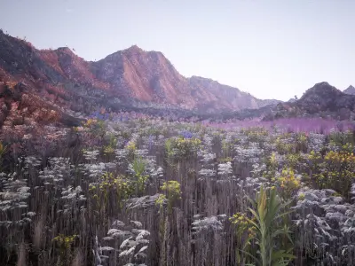 Mountains And Meadows  Outdoor Environment Low-poly 3D model