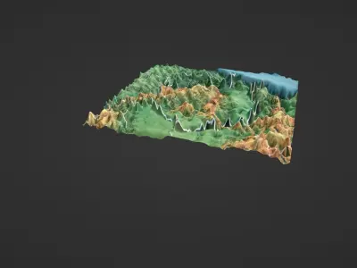 Romania  Map Topography Low-poly 3D model