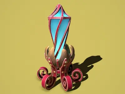 Fantasy flower obelisk Low-poly 3D model