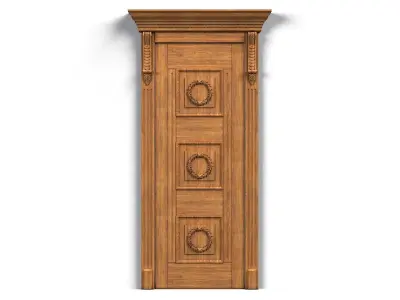 Door0027 wooden door on wall 3D model