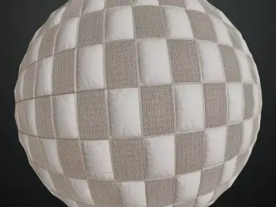 Beige Checkerboard Padded Canvas Fabric PBR Seamless Texture