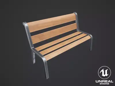 Stylized Wooden Bench Low-poly 3D model purchase