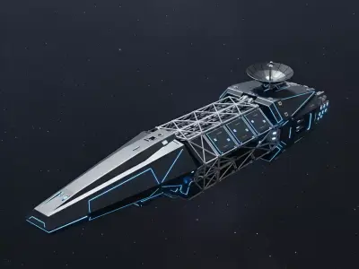 Modular Deep Space Freighter Research Vessel Low-poly 3D model