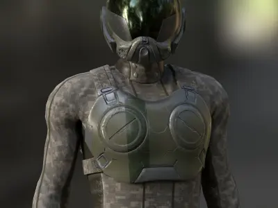 MX01 Male Space Suit Green LITE VERSION Low-poly 3D model
