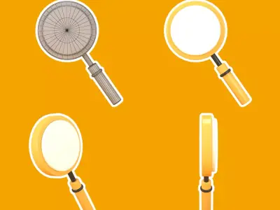 magnifying glass low poly 3d model Low-poly 3D model