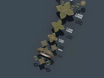 8 Submicron Precision  Modular 22KT Filigree Sets  3D print model