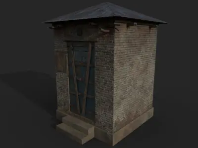 Abandoned Check Point Low-poly 3D model