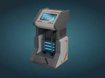 Sci-Fi Computer - Game Ready - PBR Low-poly 3D model get