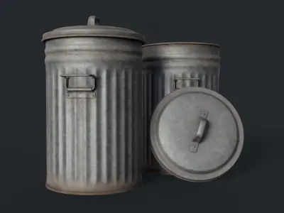 Street Trash Can 45 PBR Game Ready  Low-poly 3D model