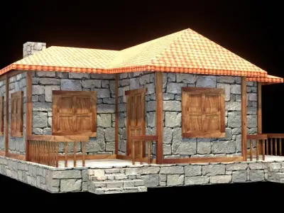 medieval house low poly village town residential game ready 11 Low-poly 3D model