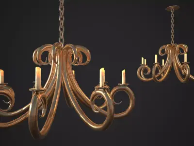 Chandelier with two candle holders Low-poly 3D model