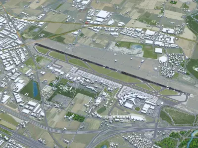 Bologna Guglielmo Marconi Airport 10km Low-poly 3D model