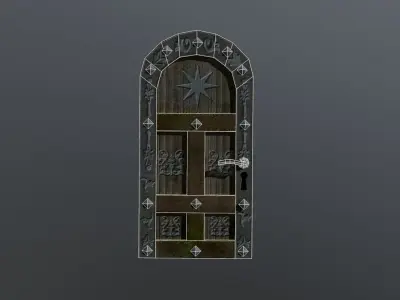 The Wooden Medieval Door Low-poly 3D model