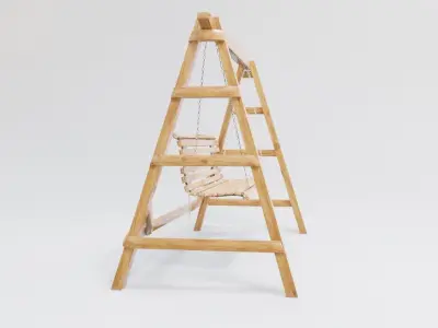 home wooden swing Low-poly 3D model