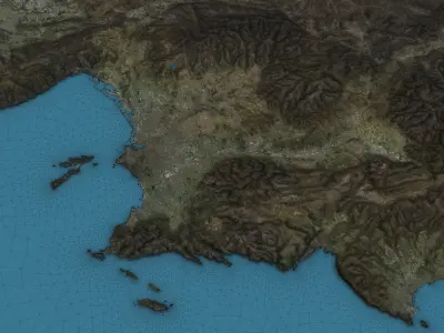 Marseille - Topography Terrain Low-poly 3D model