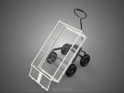 WHITE TIPPING STEEL GRID METAL MESH CART UTILITY WAGON TROLLEY 4 3D model