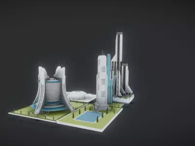 Future urban architecture in science fiction A01 3D model