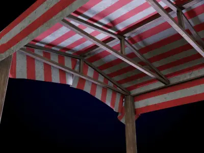 Wooden Market Stand Low-poly 3D model