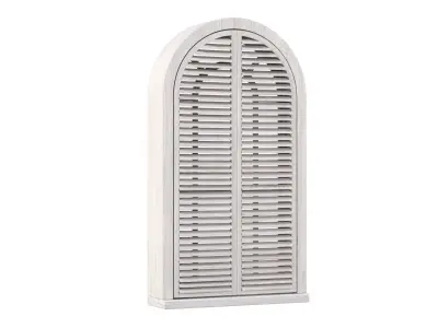 Wooden arch window with shutters V7  3D model
