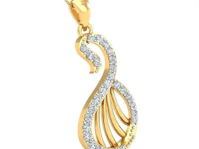 Yellow gold diamond pendent-P3 PS-04 3D print model