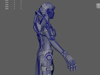 Futuristic Human model Low-poly 3D model