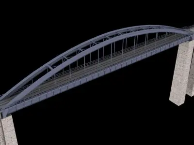 Bridge 1 with columns Low-poly 3D model