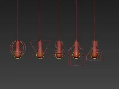 Lampara metal cage pendant lights 3D model
