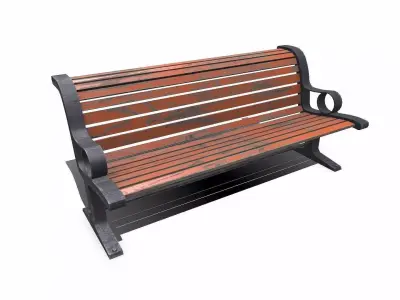 Old Park Bench Low-poly PBR Free low-poly 3D model