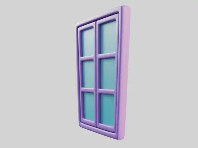 Cartoon Window 4b Low-poly 3D model