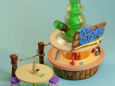 A bong shop blender lowpoly Low-poly 3D model