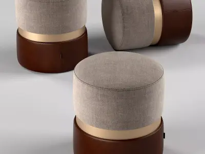 Pufic ottoman with fabric and base 3D model