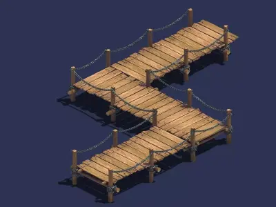Iron Cable - Wooden Bridge 069 3D model