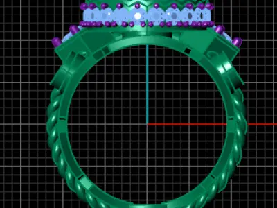 royal twin crown ring luxurious 3D jewelry model STL 3D print model