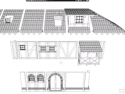 Medieval Modular Building Kit  Trim Sheet Based Low-poly 3D model